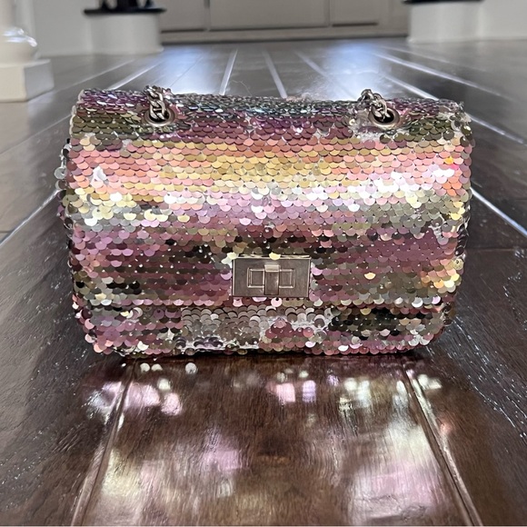 The Children's Place Girl Sliver Flip Sequin Shoulder Party Purse Bag with Chain - Picture 15 of 15